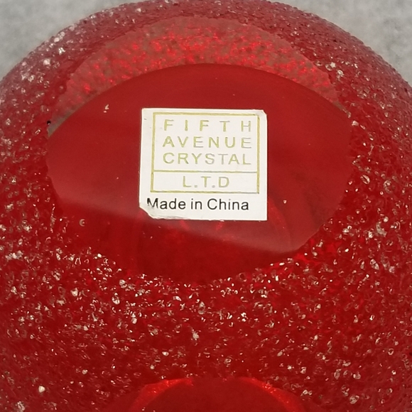Fifth Avenue Crystal Geode Red 4" Votive Candle Holder Handmade Art Glass w/Box - Picture 7 of 13